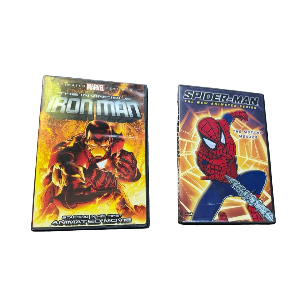 Marvel Animated DVD Lot The Invincible Iron Man & Spider-Man Mutant Menace